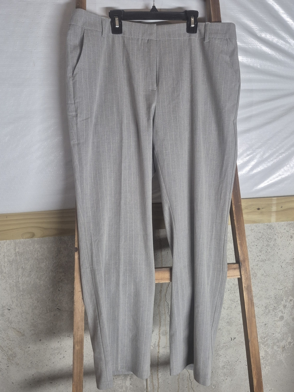 Chloe Light Gray Pinstripe Women's Dress Pants